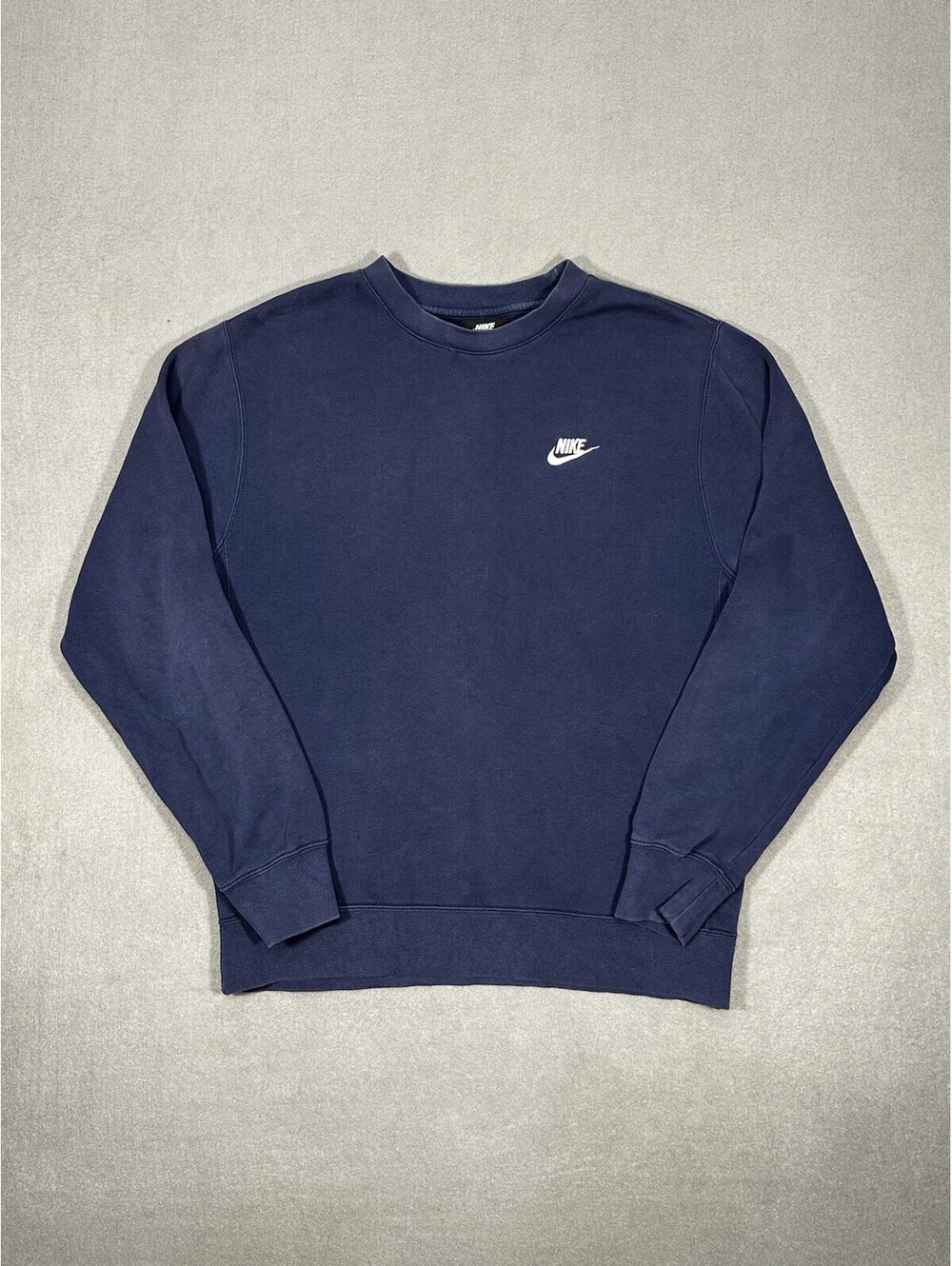 Nike Small Swoosh Crewneck Sweatshirt Navy Blue Mens Size S